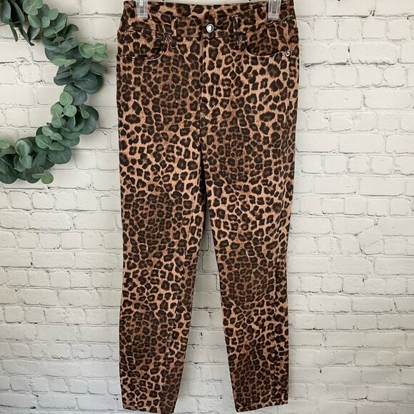 Good American Good Waist High Rise Cheetah Jeans Size 24 - Picture 2 of 7